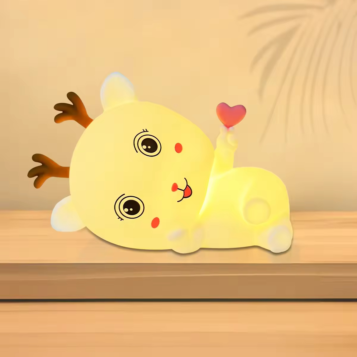 Deer-shaped night light: soft glow like moonlight, cute silhouette. Touch to light—charming decor, gentle visual warmth for cozy nights.